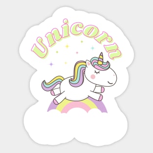 Cute Unicorn With Stars and Rainbow Sticker